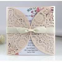 New Wedding Card Marriage Card Design Laser Cut Pink Invitation Wholesale